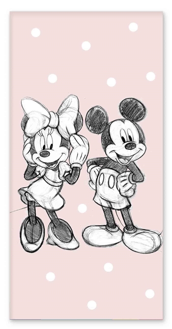 Badehåndklæde - 70x140 cm - Mickey og Minnie - 100% Bomuld